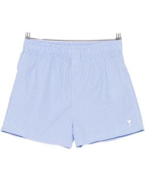 Ami Paris Striped Elasticated Shorts - Blue