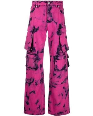 MSGM Two-Tone Acid-Wash Jeans - Pink