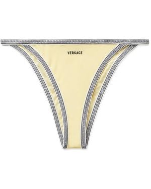 Versace Embroidered-Logo Bikini Bottoms - Natural