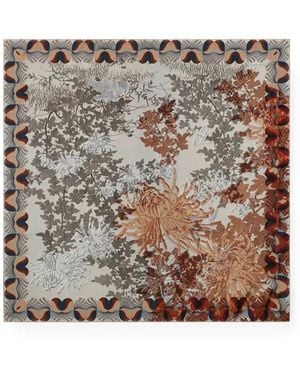 Pierre Louis Mascia Cialda Floral-Print Scarf - Metallic