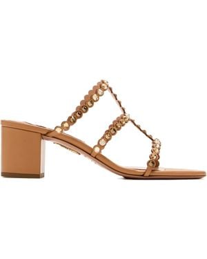 Aquazzura 50Mm Tequila Crystal-Embellished Block-Heel Sandals - Brown
