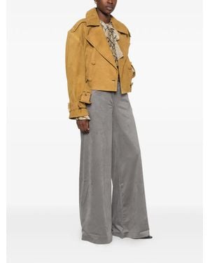Norma Kamali Belt-Loop Pocket Palazzo Trousers - Grey