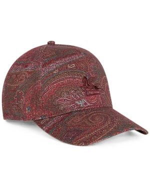 Etro Cotton Baseball Hat With Arnica Motif - Red