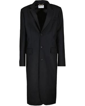 Moschino Button-Fastening Satin-Back Coat - Black