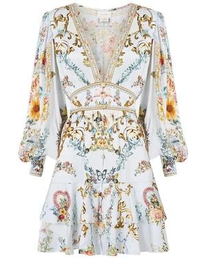 CAMILLA Long-Sleeve Mini Dress - White