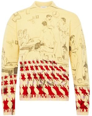 JW Anderson パターンインターシャ プルオーバー - ホワイト