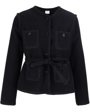Aspesi Shetland Belted Wool Jacket - Black