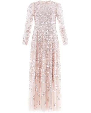 Needle & Thread Rosanna Lattice-Detail Midi Dress - Pink