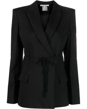 Nensi Dojaka Belted Wool-Blend Blazer - Black