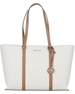 MICHAEL Michael Kors Monogram Logo-Charm Tote Bag - White