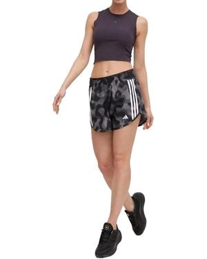 adidas Own The Run 3-Stripes Allover Print Shorts - Blue
