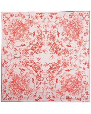 McQueen Sailor Tattoo Silk Scarf - Pink