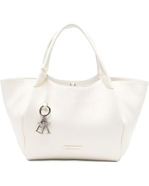 Emporio Armani Logo-Charm Tote Bag - White