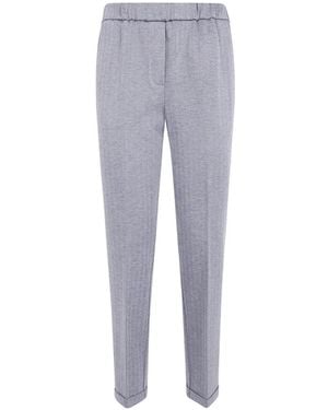 Via Masini 80 Herringbone-Pattern Turn-Up Trousers - Grey