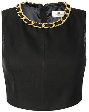 Elisabetta Franchi Jewel Chain Cropped Top - Black