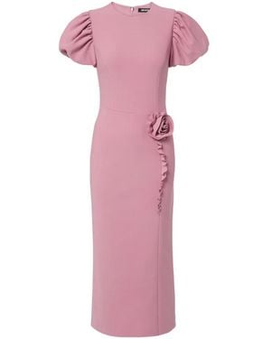 ROTATE BIRGER CHRISTENSEN Crepe Midi Flower Dress - Pink