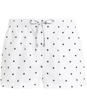 Dolce & Gabbana Polka Dot-Print Short Swim Boxers - White
