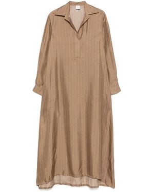 Eleventy Pinstriped Maxi Dress - Brown