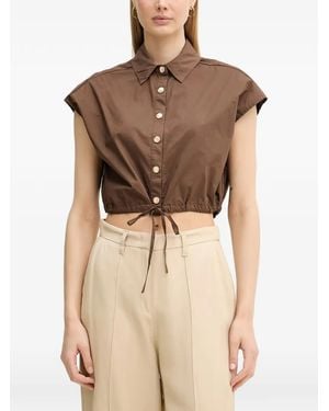 GAUDI Cropped Drawstring-Waist Shirt - Natural