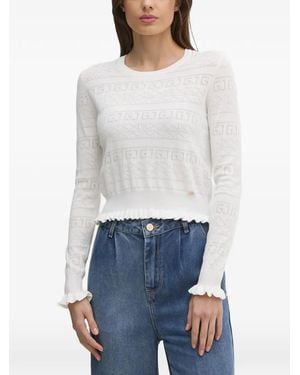 GAUDI Gerüschter Pullover - Weiß