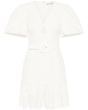 Rebecca Vallance Vestido corto Kahlia de manga farol - Blanco