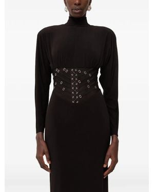 Nissa Tulle Corset-Detail Maxi Dress - Black