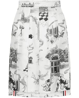 Thom Browne Toile Geplooide Mini-Rok - Grijs