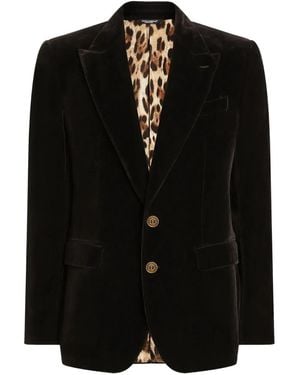 Dolce & Gabbana Blazer En Velours À Boutons Dorés - Noir
