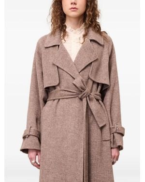Ottod'Ame Herringbone-Weave Belted Coat - Brown