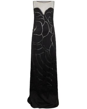 Alberta Ferretti Embroidered Sleeveless Gown - Black