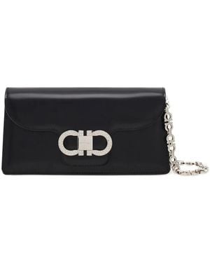 Ferragamo Pochette À Ornements En Cristal - Noir