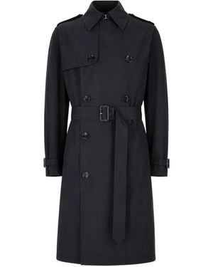 BOSS Double-Breasted Belted Trench Coat - Blue