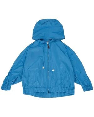 Max Mara Hooded Box-Pleat Jacket - Blue
