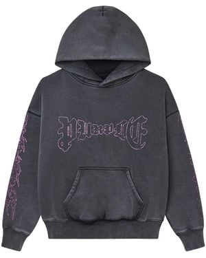 Purple Brand Felpa Con Cappuccio Gothic Wordmark - Blu
