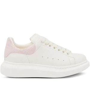 McQueen Oversized Leather Paneled Sneakers - White