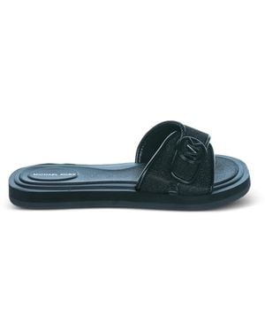 Michael Kors Logo-Plaque Glitter Slides - Green