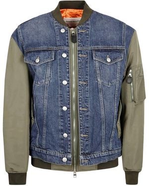 McQueen Panelled Bomber Jacket - Blue