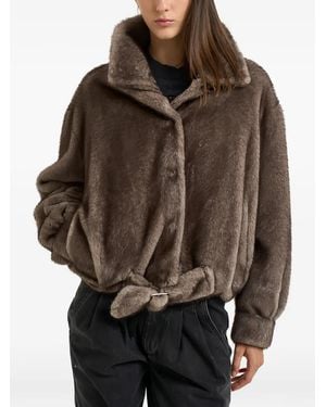 S.w.o.r.d 6.6.44 Belted Faux-Fur Jacket - Brown