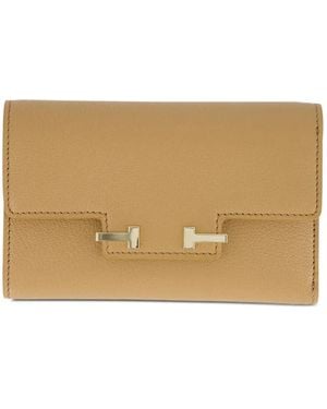 Tom Ford Aube T-Clasp Pebbled-Leather Wallet - Natural