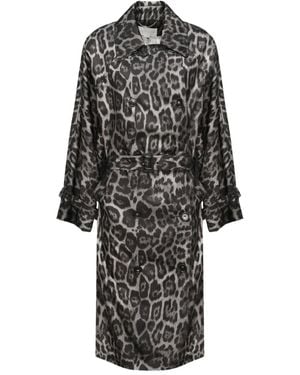 Stella McCartney Leopard-Print Belted Trench Coat - Black