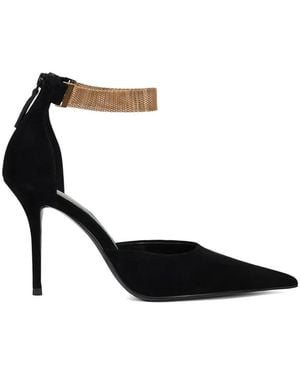 POTAMY Ankle Strap Suede Court Shoes - Black