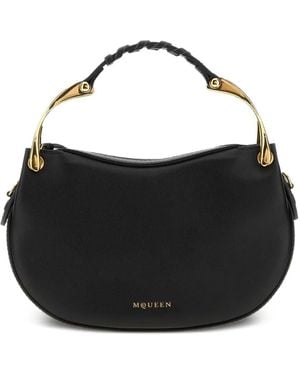 McQueen Mini Wishbone Leather Shoulder Bag - Black