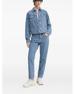 Karl Lagerfeld Logo-Print Branded Jeans - Blue