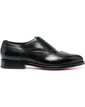Santoni Leather Lace-Up Oxford Shoes - Black