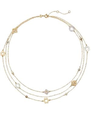 Tory Burch Dreifach-Halskette mit Blumenanhänger - Weiß
