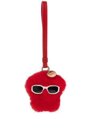 Versace Faux-Fur Bag Charm - Red