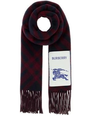 Burberry Checked Cashmere Scarf - Blue