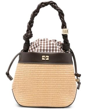 Ganni Bou Braided-Strap Bucket Bag - Natural