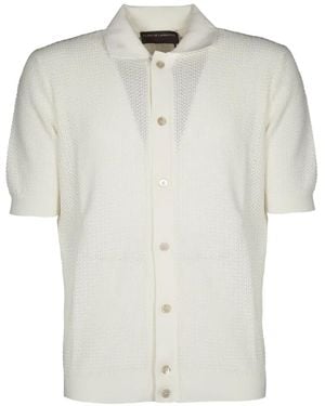 FILIPPO DE LAURENTIIS Open-Knit Short-Sleeves Shirt - White