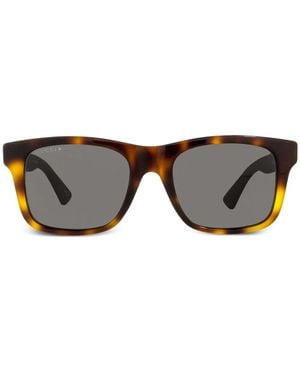 Gucci Occhiali Da Sole Squadrati Con Dettaglio Web - Marrone